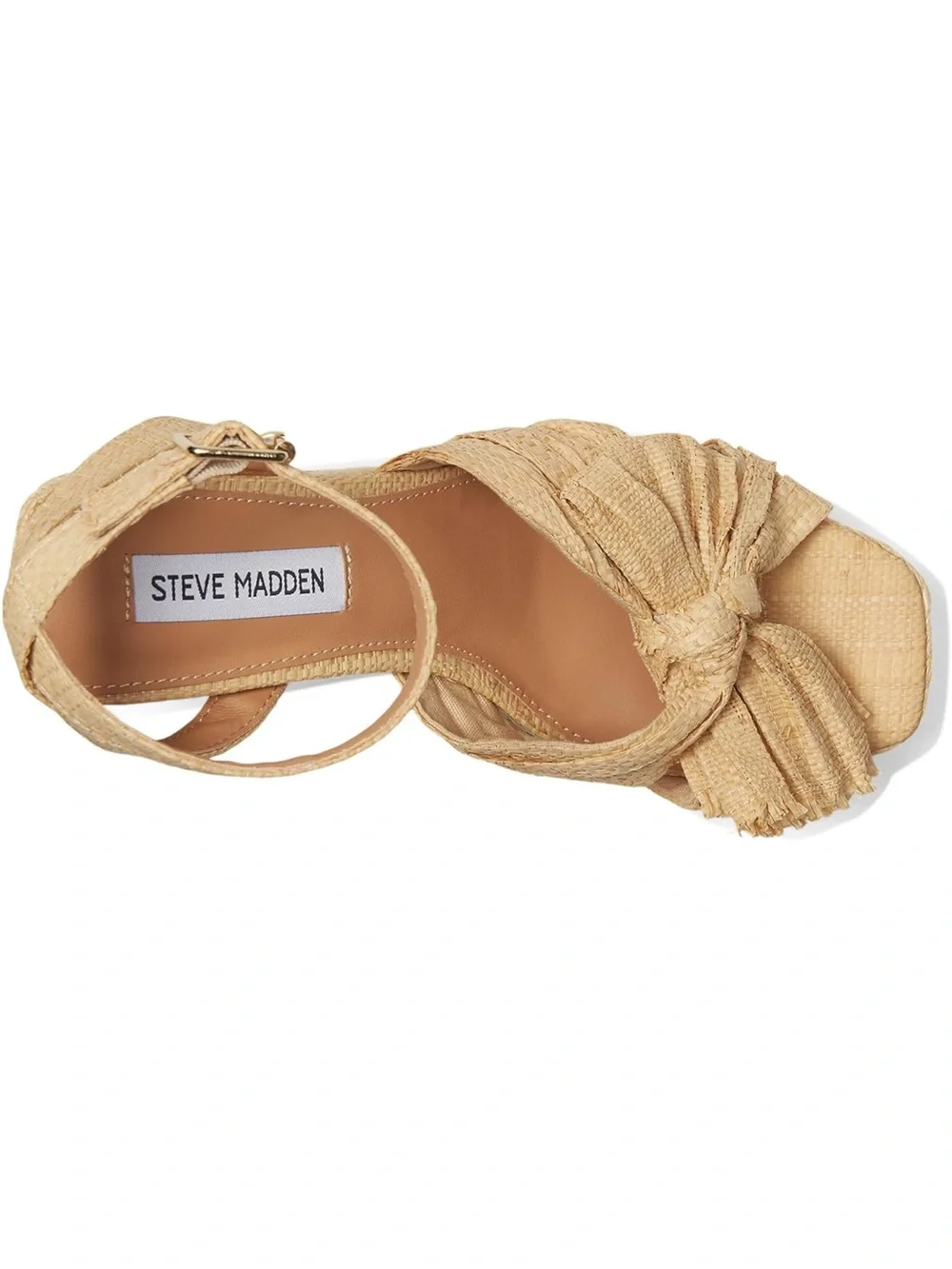Steve Madden Women’s ROMEY Natural Raffia Bow Platform Sandals Sz 9.5 NWOB